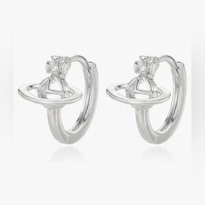 vivienne westwood silver saturn Revamped hoop earrings
